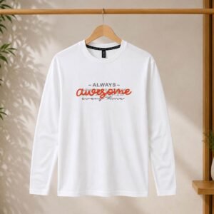 Men's Full Sleeve Graphic Shirt — White "Always Awesome" Print