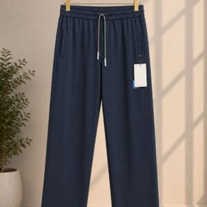 Men's Baggy Relaxed Fit Drawstring Trousers — Navy Blue