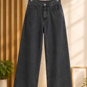 Men's Baggy Wide-Leg Denim Jeans — High Waist Black Straight Fit