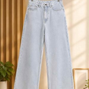 Men's Baggy Wide-Leg Denim Jeans — High Waist Light Blue Straight Fit