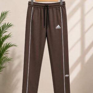 Men's Elastic Waist Track Trousers — Brown, Tapered Fit