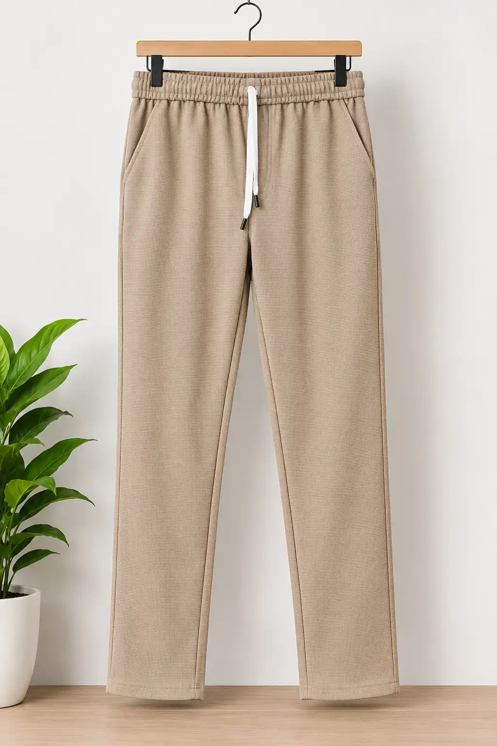 Men's Taupe Winter Trousers | Textured Style